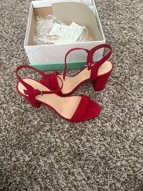 Abound Red Suede Block Heel Sandals